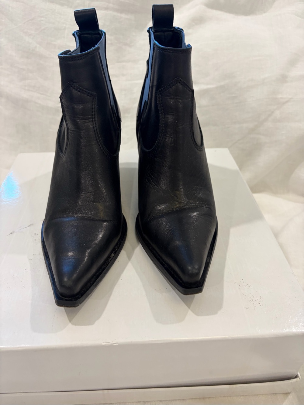 Free People Black Western Pointed Toe Anke Booties orig $250